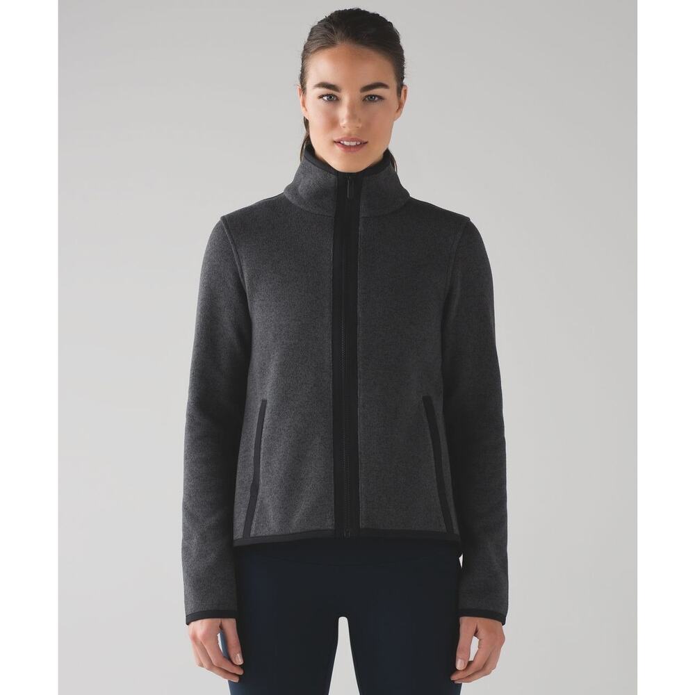 Lululemon Its Fleecing Cold Zip Up Jacket Women’s Sz 6 Heathered Black Fleece
